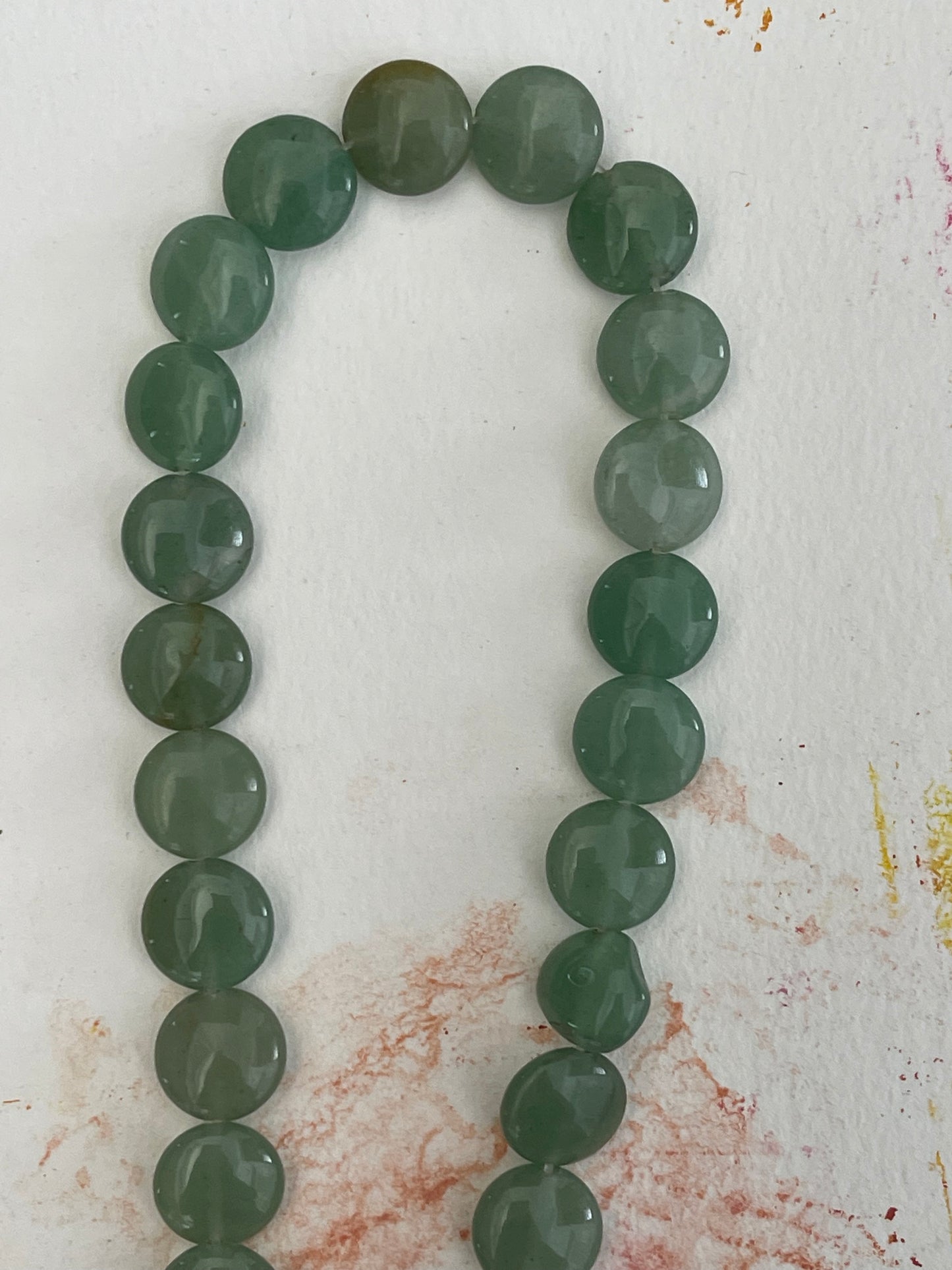 AVENTURINE 12X6MM FLAT ROUND GREEN  1STRAND