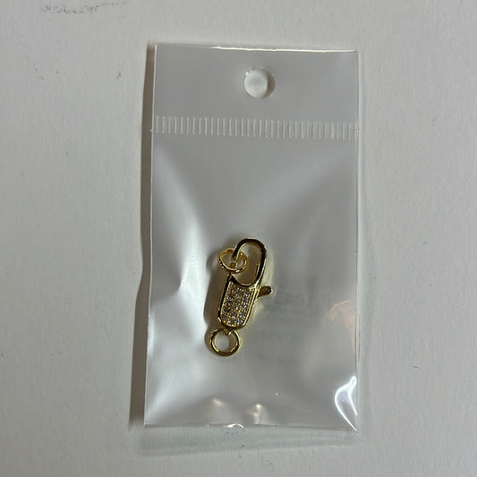LOBSTER CLASP PAVE GP 18KT CZ 1 PC