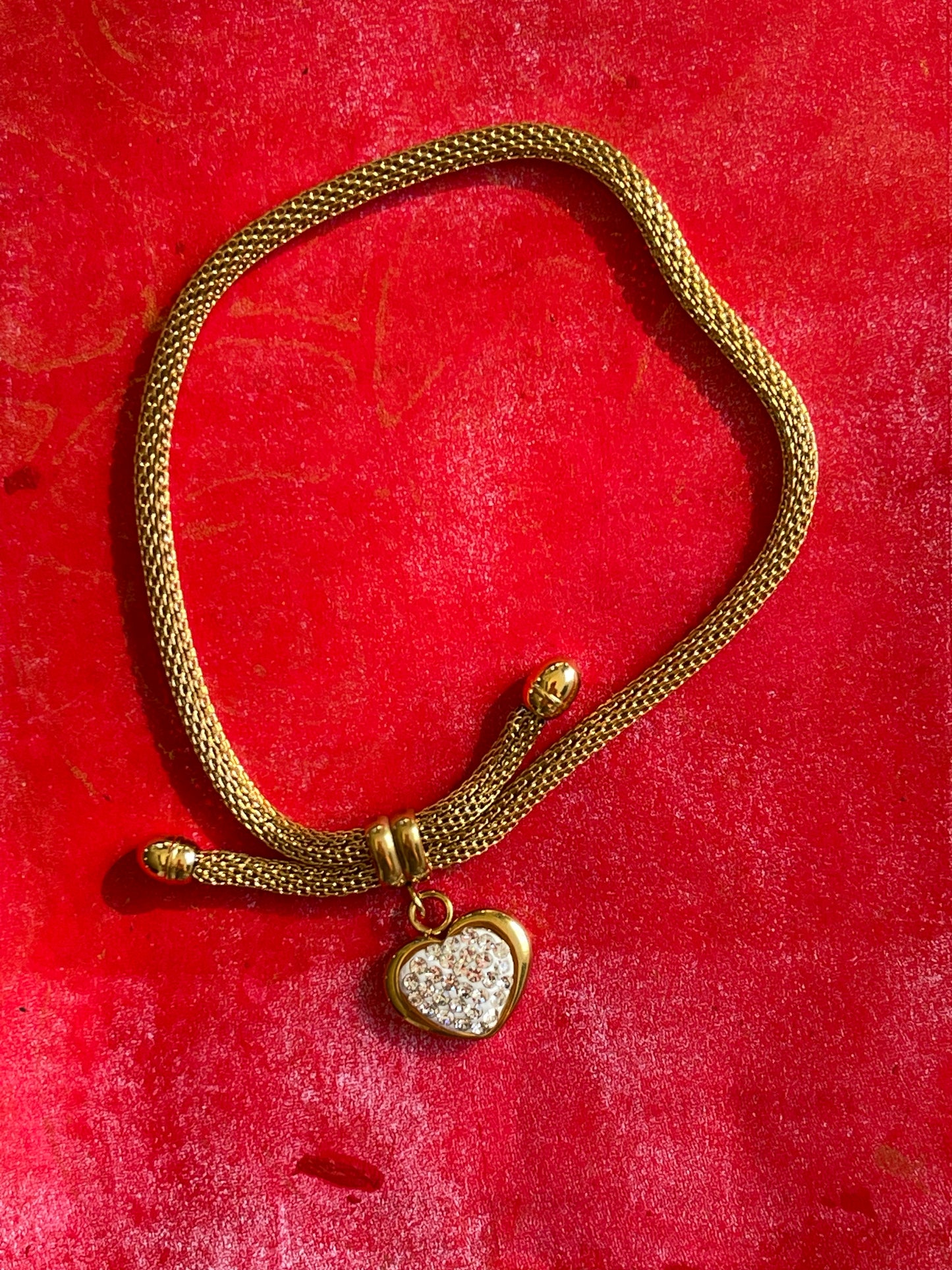 BRACELET SLIDER MESH PAVE HEART