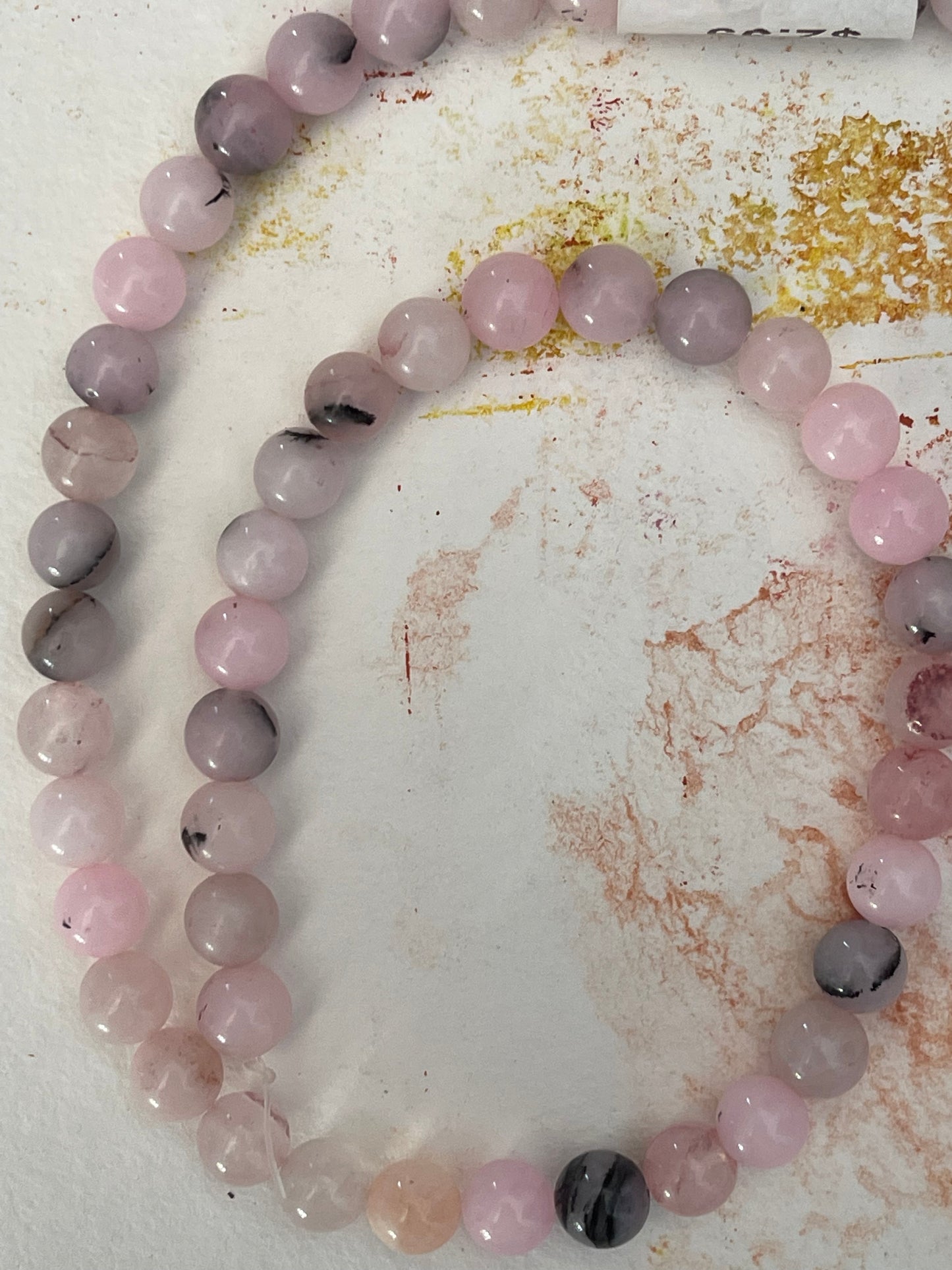 JASPER NATURAL 8 MM ROUND CHERRY BLOSSOM 1 STRAND