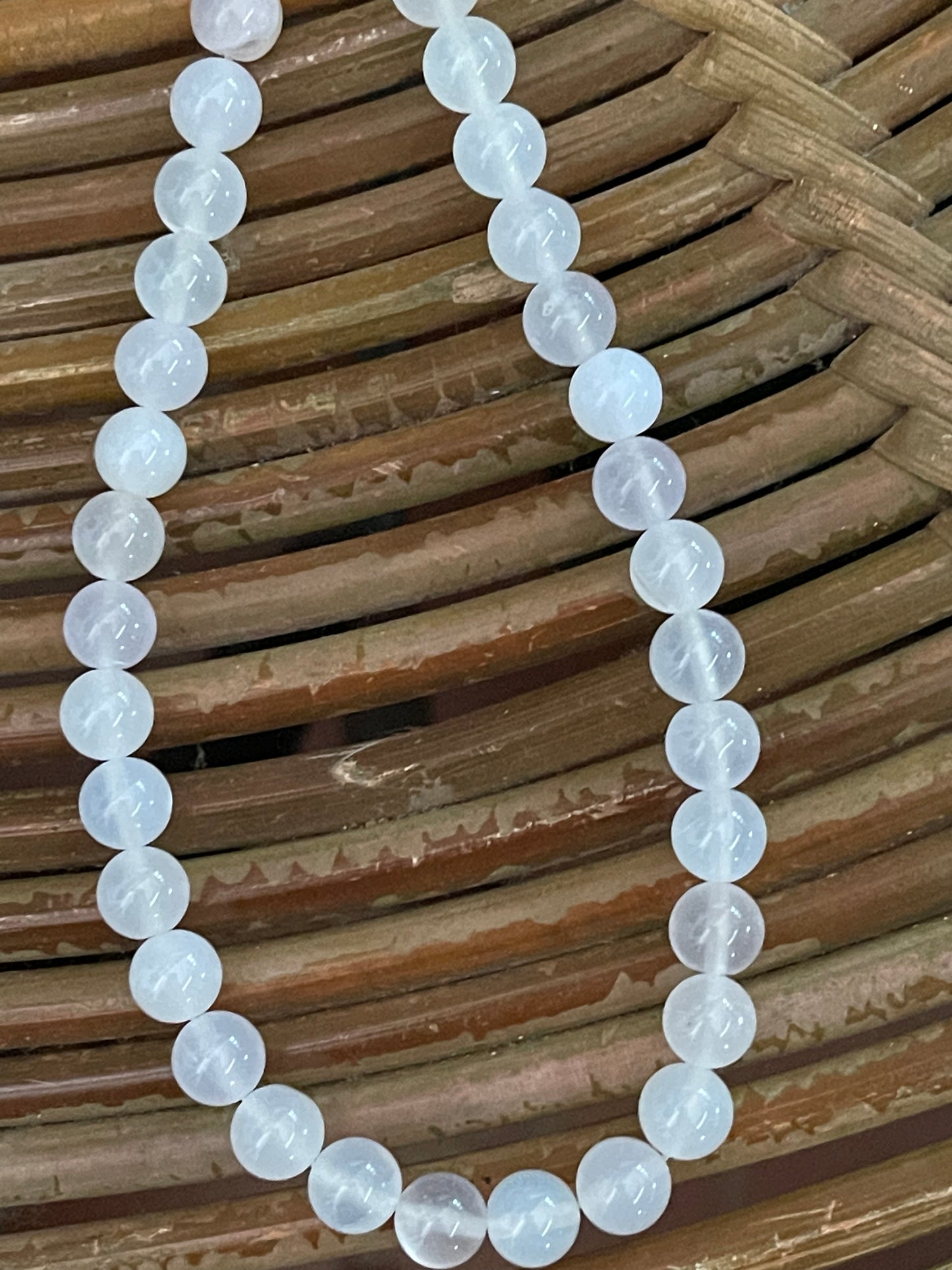 AGATE 8MM ROUND NATURAL WHITE 1 STRAND