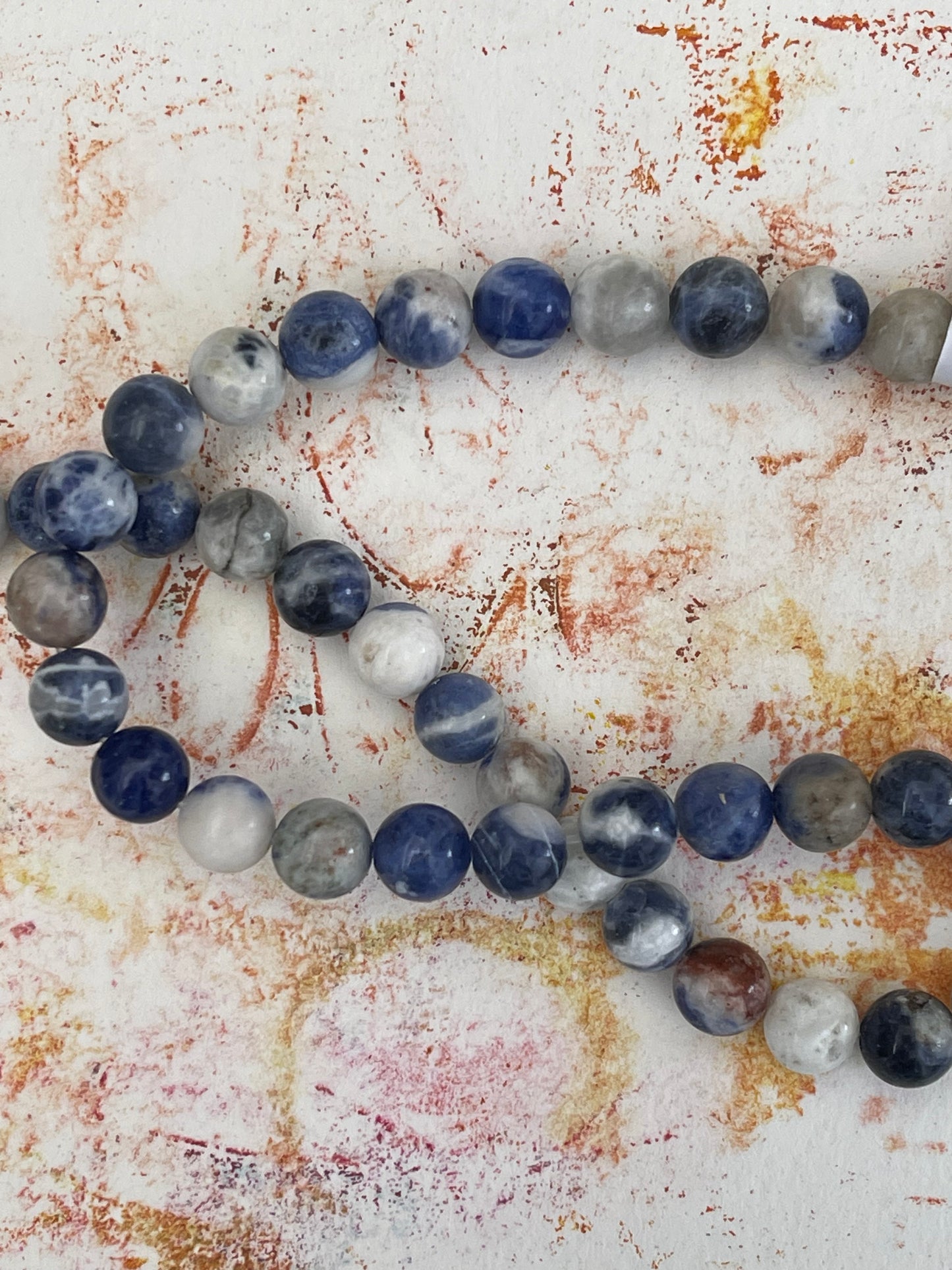 SODALITE 8MM ROUND BLUE WHITE BRWON 1 STRAND