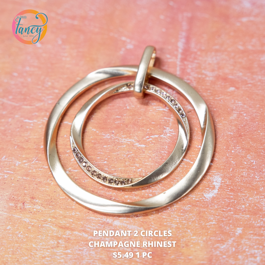 PENDANT 2 CIRCLES CHAMPAGNE RHINEST 1PC