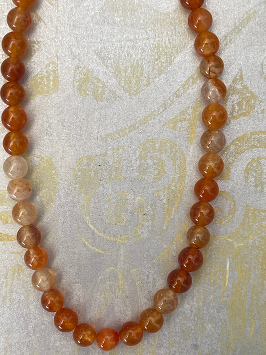 CRACKLE FIRE AGATE 6MM ORANGE 1 STRAND lo