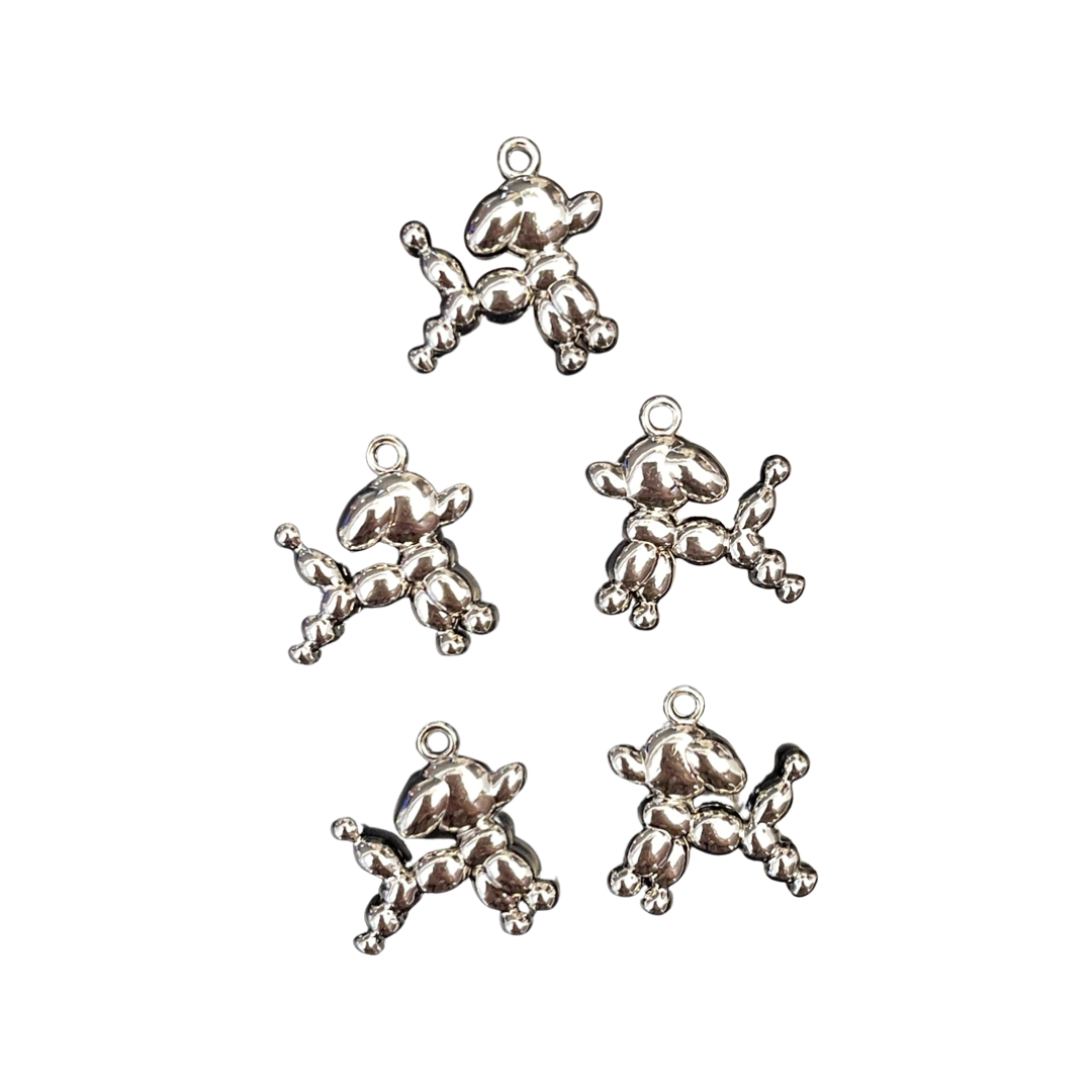 CHARM DOG BALLOON PLATINUM 21MM 5PC