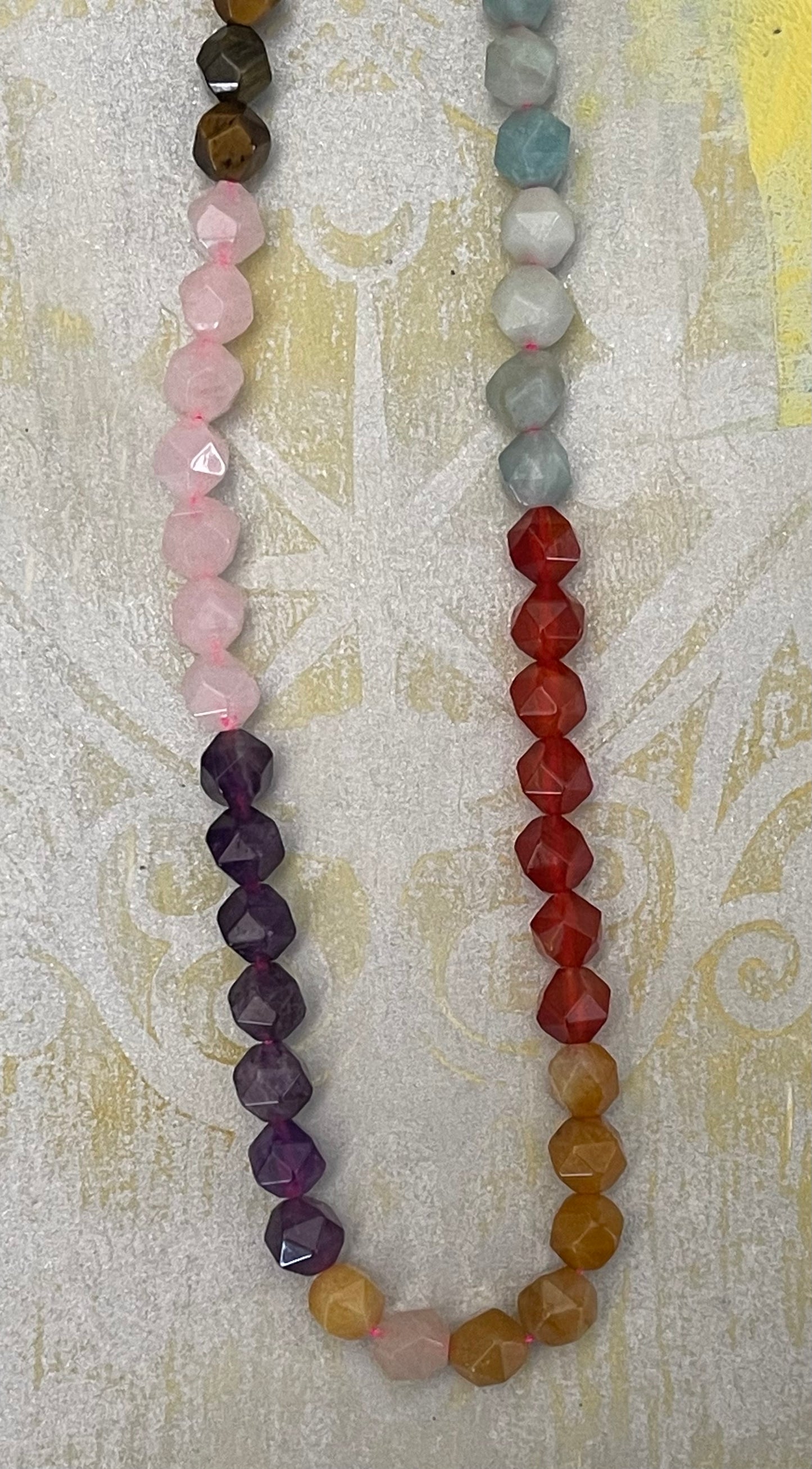 GEMSTONE MIX 8MM STARCUT 49 PCS 1 STRAND