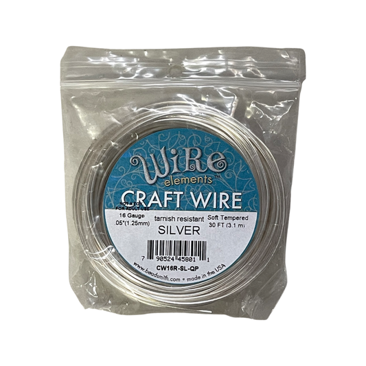 CRAFT WIRE 16GA SILVER COLOR 30FT/3.1M TARNISH RESISTANT