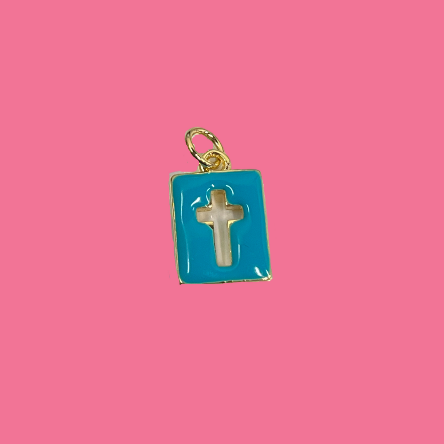 CHARM RECTANGULAR CROSS GP 18KT 1 PC