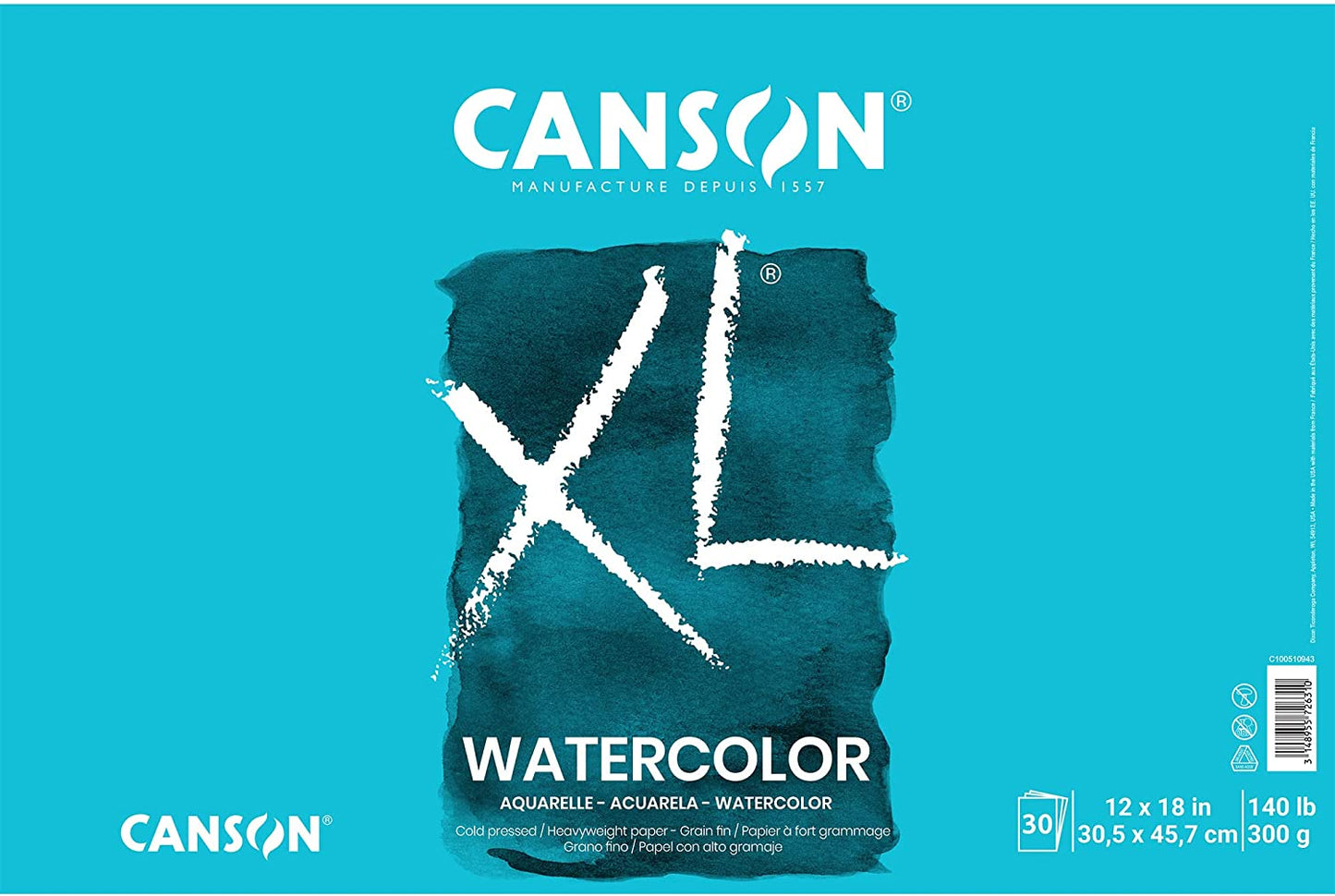 WATERCOLOR PAPER PAD 12x18 140 LB 30 SHEETS CANSON XL