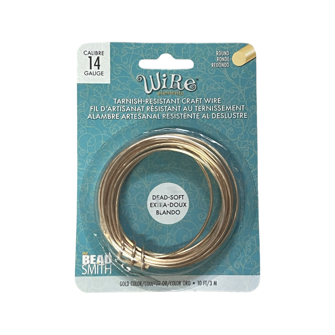 CRAFT WIRE 14GA GOLD COLOR 10FT/3M TARNISH RESISTANT