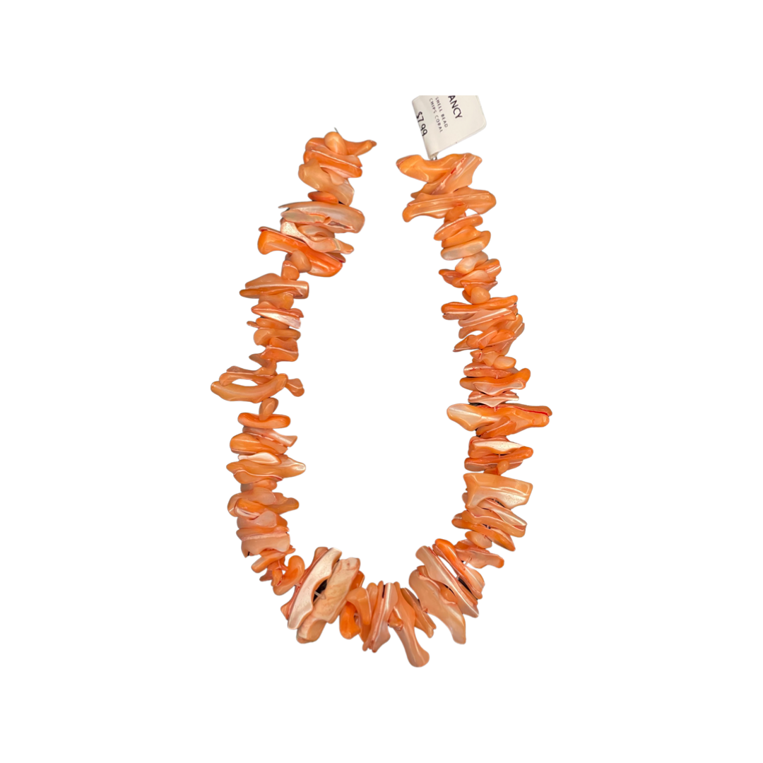 SHELL BEAD CHIPS CORAL 1 STRAND