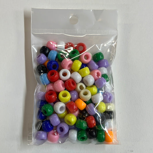 PONY BEADS 9X6MM MATTE     33 GM