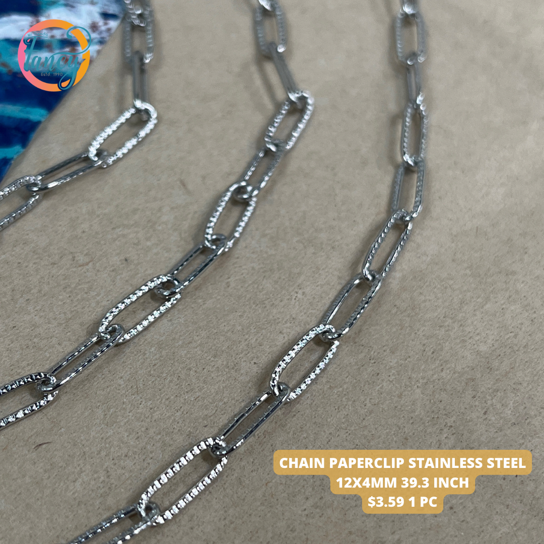 CHAIN PAPERCLIP STAINLESS STEEL 12X4MM 39.3 INCHES